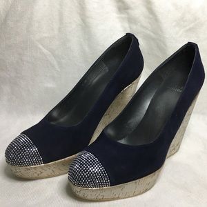 Stuart Weitzman navy wedges.